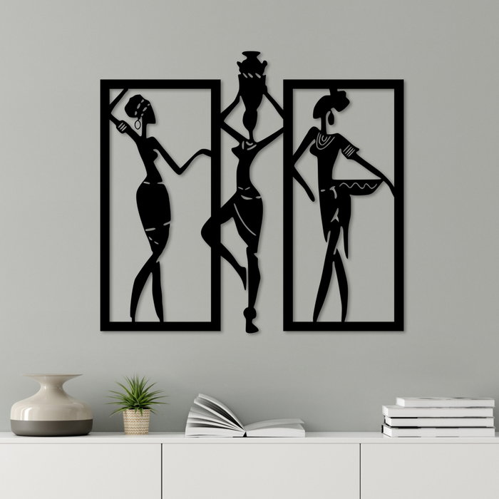 Wallity African Women Escultura de pared negra